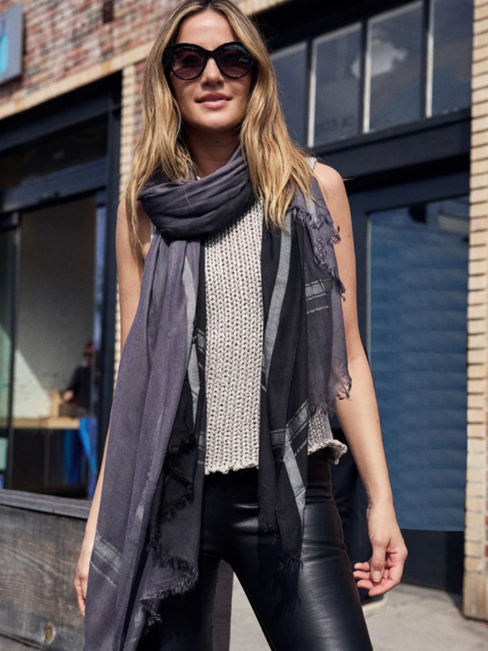 Leigh & Luca Charcoal & Black Lux Modal Scarf